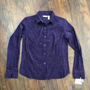 Cascade Blue Purple Floral Embossed Velvet Top